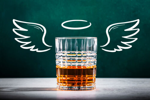 Bourbon Glass with angel wings